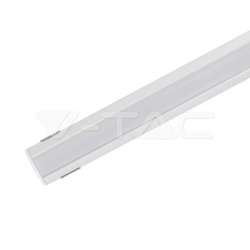 Perfil aluminio tira LED de esquina sup.  2 m - Difusor plano Milky cover