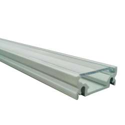 Perfil aluminio XL tira led superficie 1 mts. - Difusor plano transparente