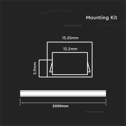 Perfil aluminio tira LED en superficie 2 m - Difusor plano Milky cover