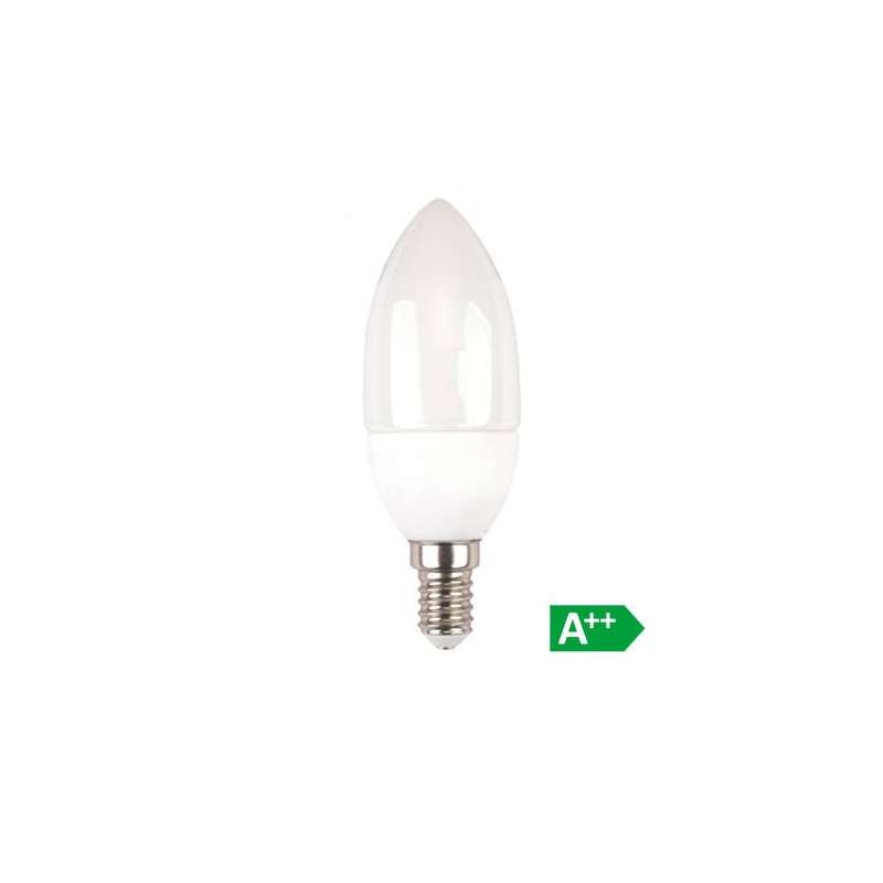 Lámpara led vela E14 6W 200° tapa blanca