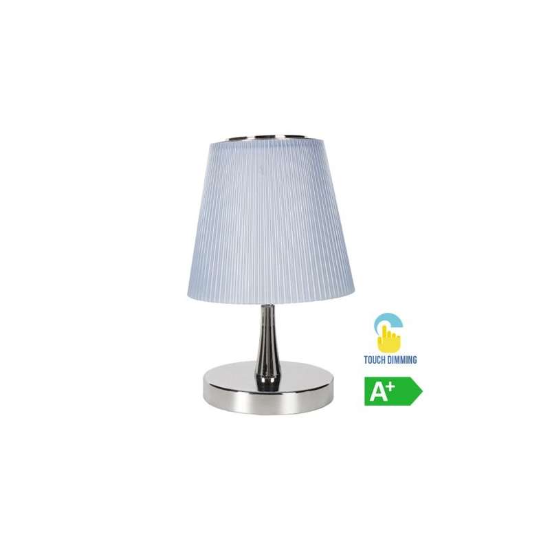 Lámpara de mesa LED Serie Classic 5W. Cuerpo cromo y azul. Touch Dimming. Touch Dimming