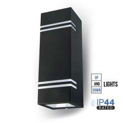 Alique LED de pared serie Design Line IP44 Negro para 2 bombillas GU10