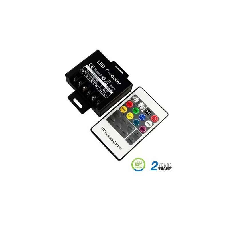 Controlador dimmer para tira LED RGB máx. 80/160W 6.2Ax3CH DC12/24V + mando RF