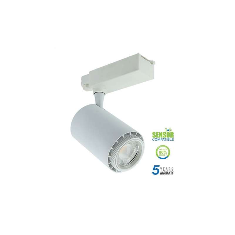 Foco Proyector LED COB Serie 3 en 1 Carril 4 Núcleos 45W 20°-60° Blanco