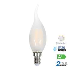 Lámpara LED vela efecto llama filamento E14 2700K 4W 300° regulable