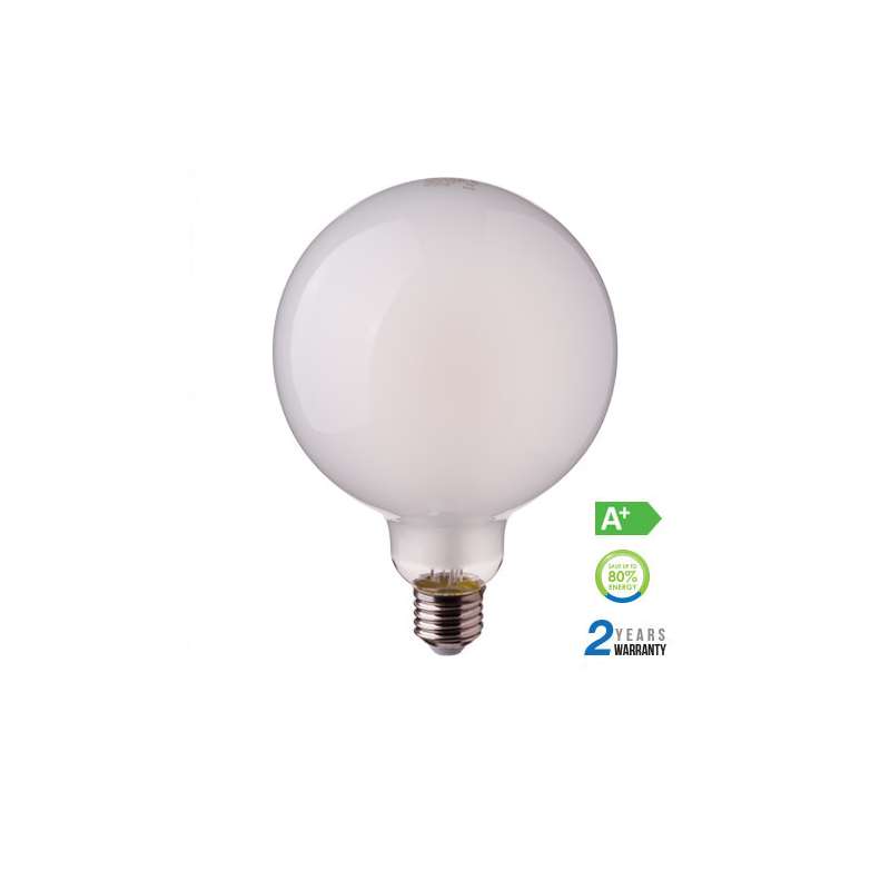 Lámpara LED globo Filamento Frost Cover G125 E27 2700K 7W 300° regulable