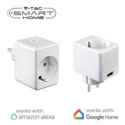 Enchufe V-TAC Smart Home WIFI Mini IP20 compatible con Amazon Alexa y Google Home