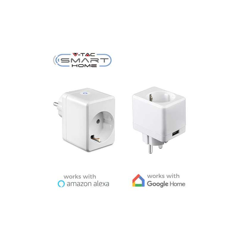 Enchufe V-TAC Smart Home WIFI Mini IP20 compatible con Amazon Alexa y Google Home