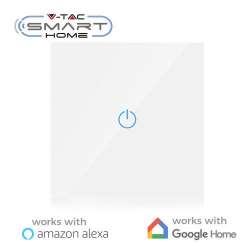 Interruptor táctil 1 salida V-TAC Smart Home WIFI IP40 Blanco compatible con Amazon Alexa y Google Home
