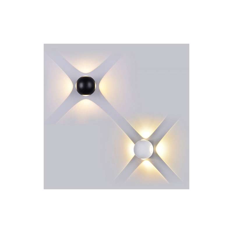 Aplique LED de pared Serie Cross Round 4000K 4W 4x90° IP65 Negro