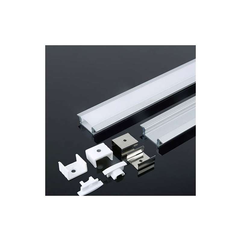 Perfil aluminio Maxi tira LED empotrable 2 m - Difusor plano White cover