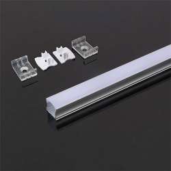 Perfil aluminio STD para tira led en superficie 2 metros - Difusor plano White cover