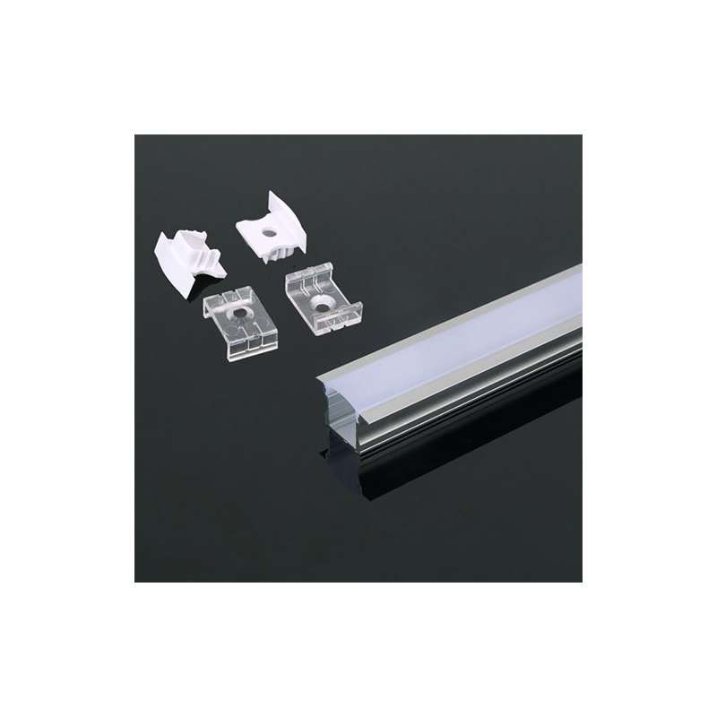 Perfil aluminio Maxi tira LED empotrable 2 m - Difusor curvo Milky cover