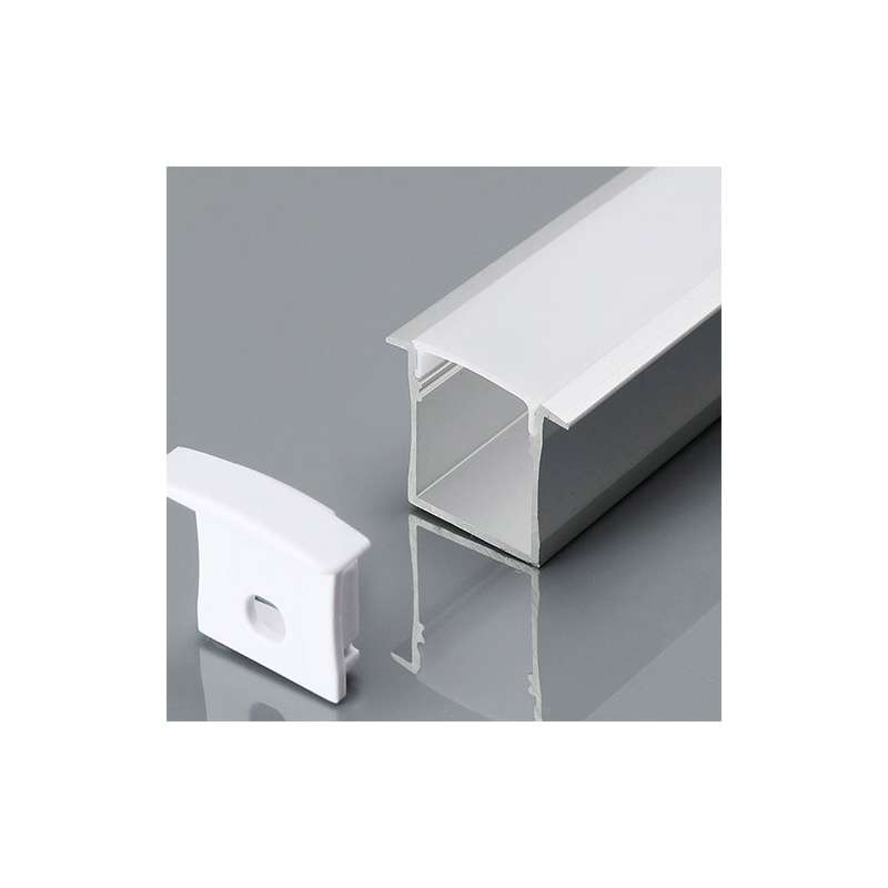 Perfil aluminio tira LED en superficie 2 m - Difusor curvo White cover
