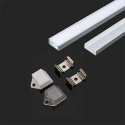 Perfil aluminio tira LED en superficie 2 m - Difusor plano Milky cover