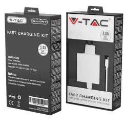 Cargador Fast Charging con cable type C 3.0A Blanco