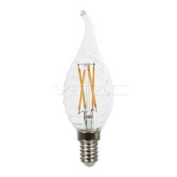 Lámpara LED Vela efecto llama rizada Cross Filament E14 2700K 4W 300° Regulable