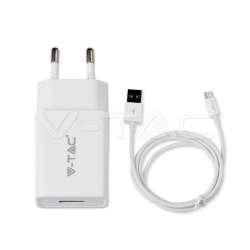 Cargador Fast Charging con cable micro USB 3.0A Blanco